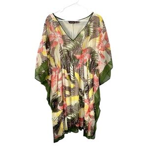 Speed Control Multicolor Tropical Swim Cover-Up